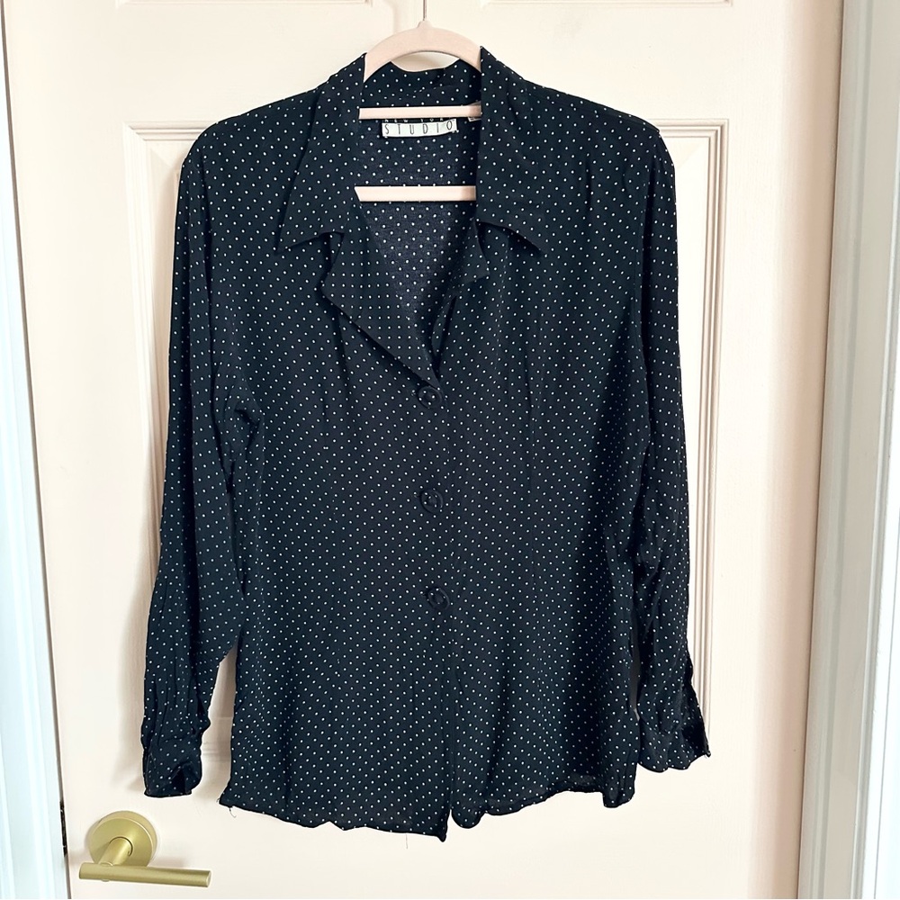 Polka dot New York studio button up